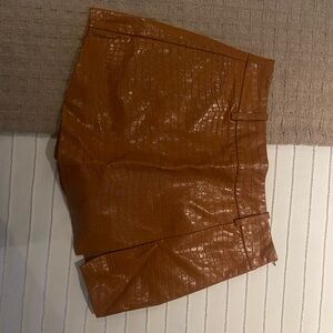 Forever 21 Tan Crocodile-Embossed High Waist Shorts